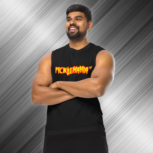 PickleMania | Pickleball Muscle Shirt - Yellow & Red