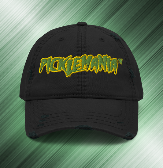PickleMania | Pickleball Distressed Hat - Green & Yellow