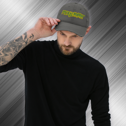PickleMania | Pickleball Distressed Hat - Green & Yellow